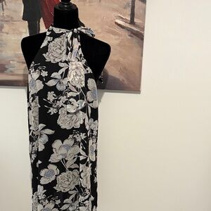 Fashion Union Black Floral Halter Tie-Neck Mini Dress